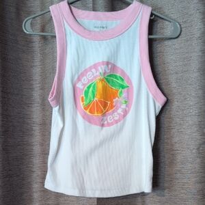 Old Navy Womens Tank Top with Pink Trim and Citrus Design